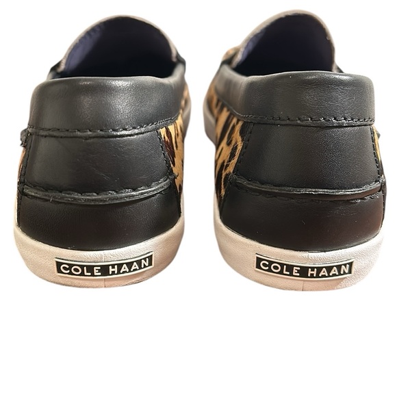 Cole Haan Size 9B Nantucket Leopard Print Black Leather Calf Hair Loafers - Picture 7 of 9